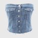 Women's Clothing Street Trend Denim Elastic Chest Button Top_ecoleips.com