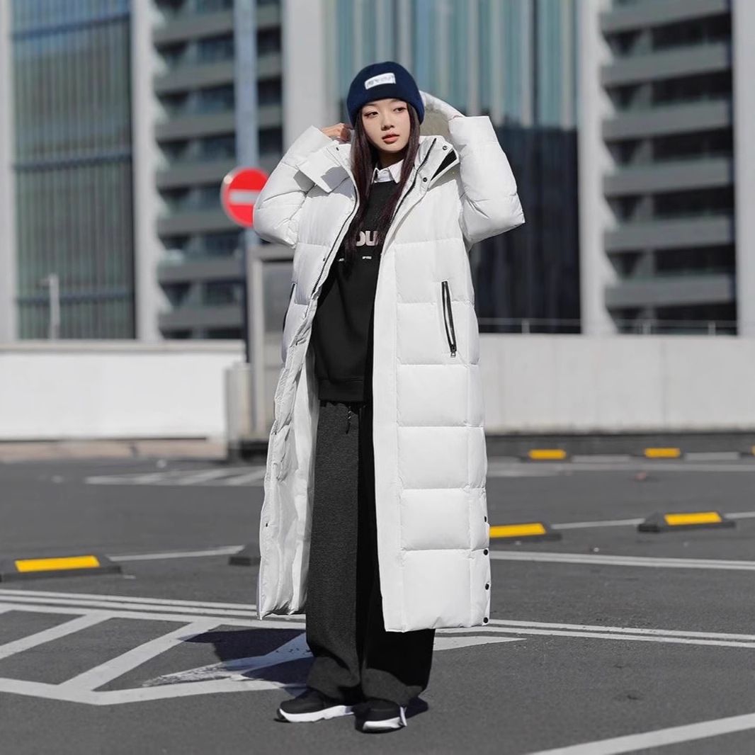 down Jacket for Couples Extra Long Knee Length to Ankle Trendy plus Size Cross Border Style Women's Outerwear_ecoleips.com