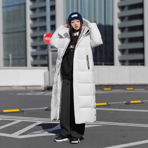 down Jacket for Couples Extra Long Knee Length to Ankle Trendy plus Size Cross Border Style Women's Outerwear_ecoleips.com
