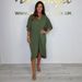 Women's Casual Loose Raglan Sleeve Dress Solid Color Irregular Knot Summer_ecoleips.com