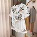 Women's Simulated Embroidered Pearl Butterfly Print Two-Piece Set T-Shirt And Shorts Fashionable Casual Outfit_ecoleips.com