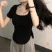 Summer New Arrival Women's Slimming Irregular T-Shirt Short Sleeve Sexy Top in Instagram Style_ecoleips.com