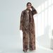 Elegant Floral Printed Cardigan V-Neck Long Sleeve Blouse with Matching Head Wrap plus Size Women's Cardigan Set (Blue Lilac Brown Purple) S M L XL_ecoleips.com