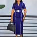 Women's Clothing Elegant Short Sleeved Suit Collar Chic Sleeveless Blazer Dress With Belt | High-Waist Pencil Dress For Office & Evening_ecoleips.com