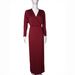 Women's Elegant Deep V Long Sleeve Red Ruched Waist Hollow Out Bodycon Maxi Dress – Evening Party Gown_ecoleips.com