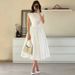European And American Women's Fashion 2025 Spring-summer Cross-border New Elegant Waist-cinching Off-shoulder Sleeveless_ecoleips.com