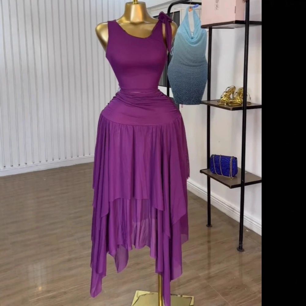 Women's Clothing Summer Elegant Women's Clothing Set American Style Camisole Top And High-Waisted Irregular Skirt_ecoleips.com