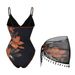 Women's Floral Print One Piece Swimsuit Tassel Wrap Skirt Beachwear Set Stylish Sexy Clothing_ecoleips.com
