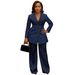 K3733 Women's Elegant Commuter Two Piece Suit European American Style Waist Lapel Suit Trousers for Summer Regular Size_ecoleips.com