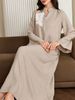AB185 Abaya Muslim Long Sleeve Cotton Linen Elegant Embroidered Dress Solid Color Loose Fit Large Robe_ecoleips.com