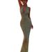 Women's Clothing Sleeveless Halter Neck Deep V Neck Dress Sexy Backless Sequins High End Fishtail Skirt Long Skirt_ecoleips.com