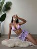 Women's Clothing Color Printed Split Gauze Skirt Bikini Gathered Three Piece Women's Swimsuit Bikini_ecoleips.com