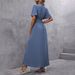 Women's Clothing Ins New Elegant And Generous Deep V Neck Design With Slits On Both Sides And Pleated Waist Long Skirt_ecoleips.com