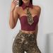 European And American Sexy Wrapped Chest Fishbone Pure Desire Navel Baring Vest Female Hot Girl Halter Neck Wild Leopard Suspenders_ecoleips.com