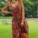 Boho Printed Maxi Dress Women V Neck Sleeveless Spaghetti Strap Casual Vacation Dress_ecoleips.com