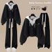 Women's Clothing Relaxed Patchwork Faux Two Piece Hoodie Set With Straight Leg Wide Leg Pants Casual Loose Fitting Clothing_ecoleips.com
