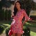 TARUXY Stylish Printed Ruffled Dress Women Flowers Deep V Neck Slim Sexy Party Dress 2026 Summer New Vacation Club Dress Female_ecoleips.com