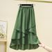Women's Clothing Plus Size Loose Fitting Textured Cotton Linen Irregular Skirt For Women Summer Fashion Casual Comfortable Trendy_ecoleips.com