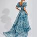 Elegant Porcelain Print Puff Sleeve Floral Dress Strapless High Waist Luxury Evening Gown Party Formal Dinner Cocktail Dress_ecoleips.com