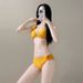 Thai Ginger Yellow Floral Three Piece Bikini Set For Women Sexy Style Swimsuit Regular Fit For Island Vacations And Hot Springs_ecoleips.com