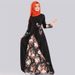 New Cross-border Middle Eastern Arab Turkish Pullover Slim-fit Long Dress, Elegant Mid-length Printed Tie Dress_ecoleips.com