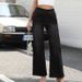 Cross-Border New Plus Size Denim Wide-Leg For Women High Waist Slimming Multi-Pocket Straight Loose Cat Whiskers Casual_ecoleips.com