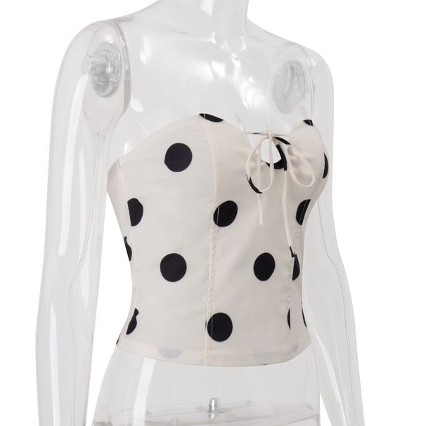 Women's New Sexy Chest Wrap Polka Dot Design Tight Short Inner Vest Top_ecoleips.com