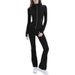 Sleek High-Performance Yoga Set – Nylon-Spandex Zip Jacket & Flared Leggings For Pilates & Studio Flow_ecoleips.com