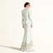 Elegant Satin Muslim Fashion Suit Set With 3D Floral Embroidery Waist Cinching Fishtail Maxi Skirt Women's Top_ecoleips.com