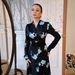 Elegant Floral Print V-Neck A-Line Maxi Dress With High Waist & Long Sleeves – Polyester Blend Comfort For Women_ecoleips.com