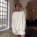 Women's Solid Color Knit Sweater & Pleated Skirt Set Casual Round Neck Pullover Mini Skirt Outfit Fall Winter Fashion_ecoleips.com