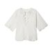 Women's Loose Fit V Neck Hollow out mid Length Sleeve Shirt Versatile Top for Spring/Summer New Niche Style_ecoleips.com