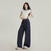 Summer New Blue American Retro Loose Wide-leg Pants For Women With Versatile Striped Patchwork Design Denim Trousers_ecoleips.com