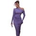 Autumn Winter New European American Style Cross-Border Women's Fashion Hot-Selling Sexy Ruched Off-Shoulder Long Sleeve_ecoleips.com