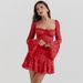 Strapless Lace Flared Sleeve Dress European American Style Casual Hip Mini Skirt for Women_ecoleips.com
