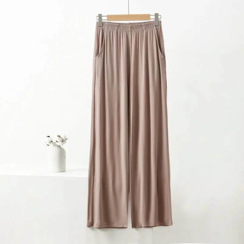 Modal Cotton Home Pants With Big Pocket For Women's Spring And Summer Long Sleepwear Pants Loose Size Casual Pajama Pants_ecoleips.com