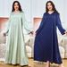 Muslim Party Dress For Women - Long Sleeve Retro Abaya With Nail Diamond Embellishments_ecoleips.com