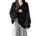 real-shot V-neck Hooded Sweatshirt For Women, Spring And Autumn Thin Style, New Korean Version, Loose_ecoleips.com
