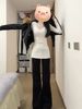 Early Winter Gray V-neck Velvet Plus Long Bottoming Shirt Women's Autumn And Winter Slim-fitting Long-sleeved Medium And Long Butt-covering Inner Cove_ecoleips.com