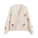 K Versatile Temperament V-neck Knitted Cardigan Fashionable, Gentle, Sweet, Three-dimensional Strawberry Short Sweater Jacket_ecoleips.com