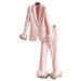 Women's Clothing Pink Feather Splicing Suit Two Piece Suit Temperament Dress Pants Suit_ecoleips.com