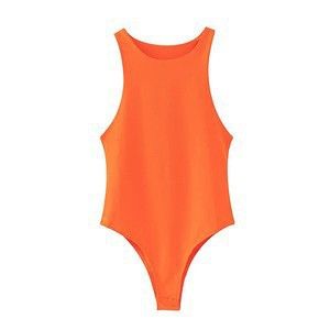 Spot European And American Style Summer Women's Clothing Sexy Body Shaping Off Shoulder Round Neck Solid Color Sleeveless Bottoming Jumpsuit_ecoleips.com