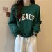 American Retro Style Hoodless Fleece Sweatshirt For Women, New Autumn And Winter Model, Simple Korean Version, Versatile_ecoleips.com