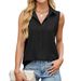 K New Solid Color Collar Button Tank Top For Women_ecoleips.com