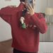 girl South Korea Dongdaemun Christmas Cartoon 3D Decor Round Neck Pullover Sweater For Women Autumn Winter New Simple Knitted_ecoleips.com