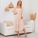 Swintager Shein Spring New Small Floral Chiffon Long Sleeve European And American Dress_ecoleips.com