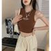 Women's Clothing Black Embroidered Sports Tank Top For Women Short Knitted Sleeveless Outerwear Innerwear Hot Girl Fashion_ecoleips.com