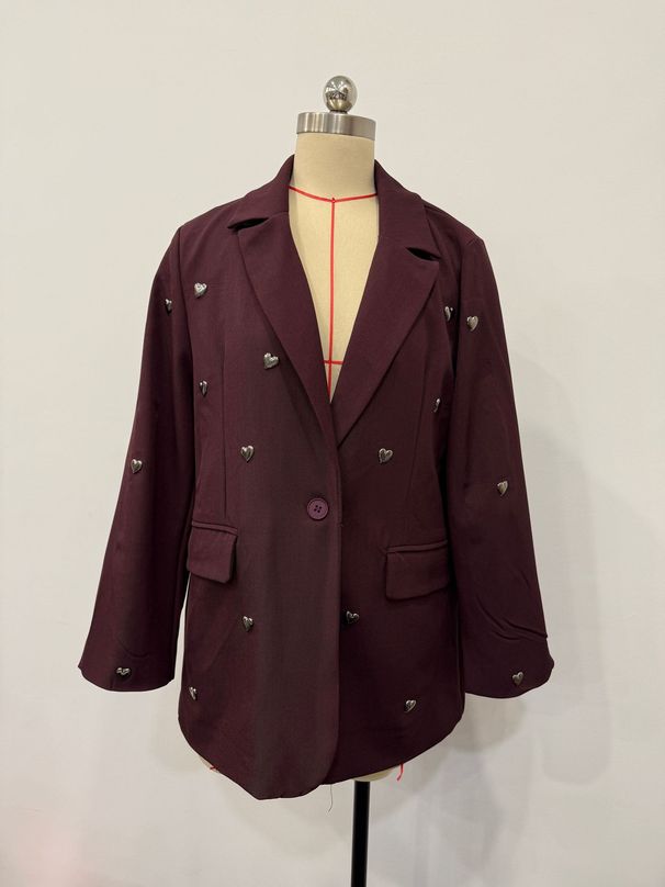 Women's Clothing Straight Loose Heart Hot Diamond Suit Female Ins Style Long Sleeve Autumn And Winter Single Button Design Top Female_ecoleips.com