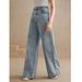 "Plus Size Women's Embroidered Stretch Denim Jeans - Comfortable Straight Leg Washed Jeans With Floral Detailing"_ecoleips.com