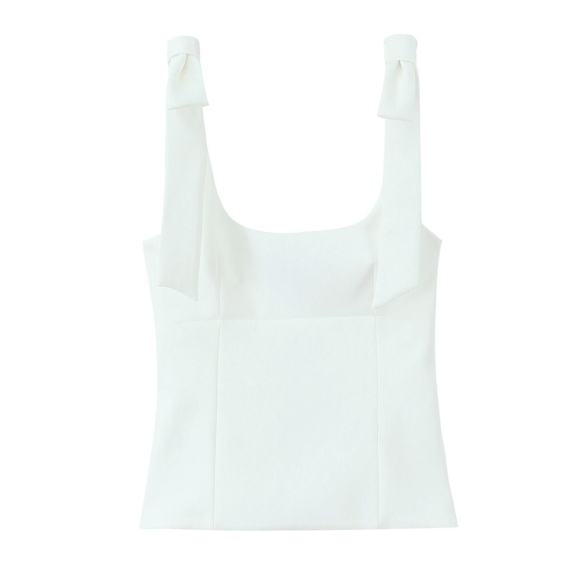 Bow Detail Stretch Tank Top | Elegant Women's Summer Casual Sleeveless Blouse Breathable Polyester Blend_ecoleips.com